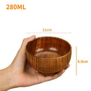 Axyaa Handcrafted Japanese Wooden Soup Bowl Large Retro Solid Wood Tableware