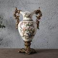 Axyaa Retro Ceramic Vase Handicraft, American Home Decor Double-Ear Cup Design