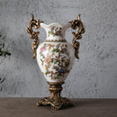 Axyaa Retro Ceramic Vase Handicraft, American Home Decor Double-Ear Cup Design
