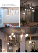 Axyaa Mondrian Glass Rectangular Chandelier for Villa Living Room Hotel Shop