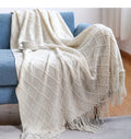 Nordic Knit Throw Blanket with Tassels by Axyaa - Cozy Farmhouse Gift Blanket