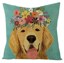 Axyaa Kawaii Flower Linen Pillow Case 45x45 cm Cute Animal Cushion Cover
