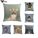 Axyaa Animal Pillowcase Family Car Pillow Case Cartoon Flax Cushion Cover
