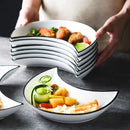 Axyaa Moon-Shaped Ceramic Dinnerware Set for Flexible Dining Combinations