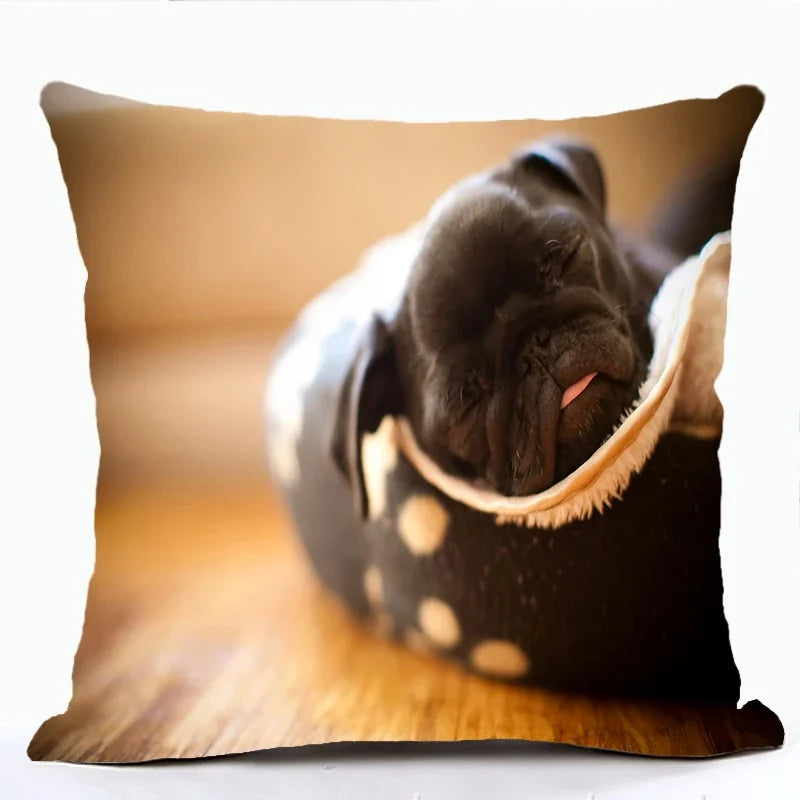 French Bulldog & Pug Dog Pillowcase by Axyaa - Decorative Animal Polyester Cushion Cover