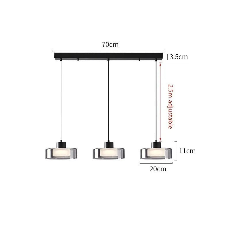 Axyaa Smoke Grey Glass Pendant Lamps for Kitchen Dining Table Light - Hanging Light for Living Room and Bedroom