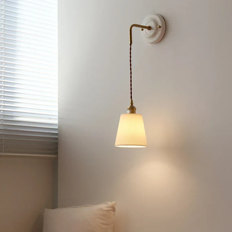 Axyaa Ceramic LED Wall Sconce: Polka Dot Interior Lamp for Bedroom, Bathroom, Loft