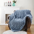 Axyaa Luxe Dual Sided Plush Faux Rabbit Fleece Throw Blanket