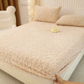 Axyaa Fleece Velvet Fitted Sheet, Thick Mattress Protector, Warm Bed Cover