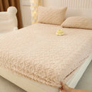 Axyaa Fleece Velvet Fitted Sheet, Thick Mattress Protector, Warm Bed Cover
