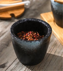 Axya Ceramic Seasoning Pot Set with Spoon Cover - Retro Japanese Style Salt Pepper Oil Jars