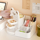 Axyaa Bear Desktop Organizer: 360° Rotating Storage Drawer for Stationery, Cosmetics, and Lipstick