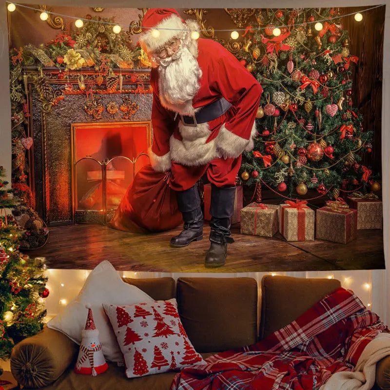 Axyaa Santa Claus Tapestry: Festive Home Decor for Parties, Living Room, Bedroom