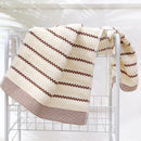 Axyaa Cotton Bath Towels - Set of 2, 34x74cm, Stripe Embroidered Hotel Home Spa Gym Gift