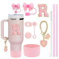 Axyaa Stanley Cup Accessories Set with Straw, Brush, Flower Charm, Stopper, and Boot.