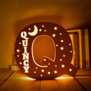 Axyaa Personalized LED Name Wall Decor Night Light with Stars for Family, Couples, Kids - Wooden Lamp