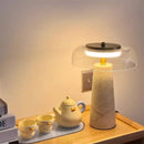 Axyaa Stone Table Lamp with Clear Glass Lampshade and LED Mood Lights