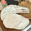 Axyaa Cute Bowknot Ceramic Plate: Korean Style 8" Dish for Dessert, Salad, Breakfast