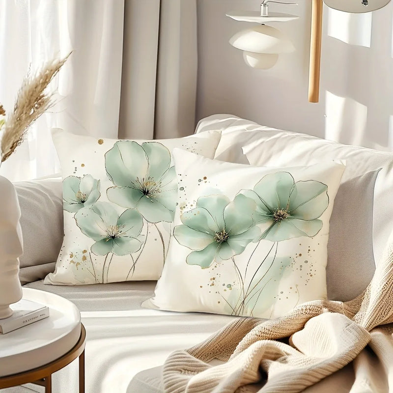 Axyaa Green Floral Print Pillowcase for Home Decor
