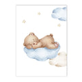 Axyaa Bear Blue Moon Nursery Custom Name Canvas Wall Art - Kids Room Decor