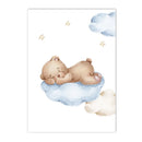 Axyaa Bear Blue Moon Nursery Custom Name Canvas Wall Art - Kids Room Decor