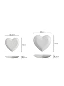 Axyaa White Heart Ceramic Plate Set - Irregular Home Kitchen Dishes & Bowls