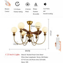 Axyaa Mid-Century Ceiling Fan with Wooden Glass Chandelier & Remote Control