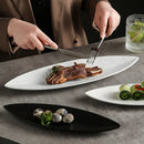 Axyaa Ceramic Dessert Plate: Solid Color Long Strip Plate