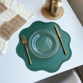 Axyaa Green Flower Placemats Set - Faux Leather Table Mats for Indoor & Outdoor Decor