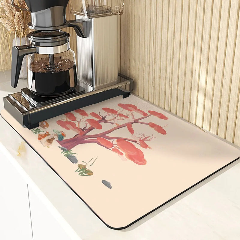 Axyaa Monkey Pattern Diatomaceous Earth Coasters: Stylish Cup Placemats & Coaster Set