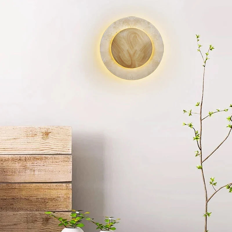 Axyaa Nordic LED Stone Wall Light with Pull Chain Switch for Modern Bathroom & Bedroom
