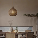 Axyaa Rattan Chandelier: Elegant LED Pendant Light for Home, Restaurant & Hotel