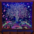 Axyaa Psychedelic Tree of Life Fluorescent Tapestry UV Wall Hanging