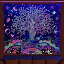 Axyaa Psychedelic Tree of Life Fluorescent Tapestry UV Wall Hanging