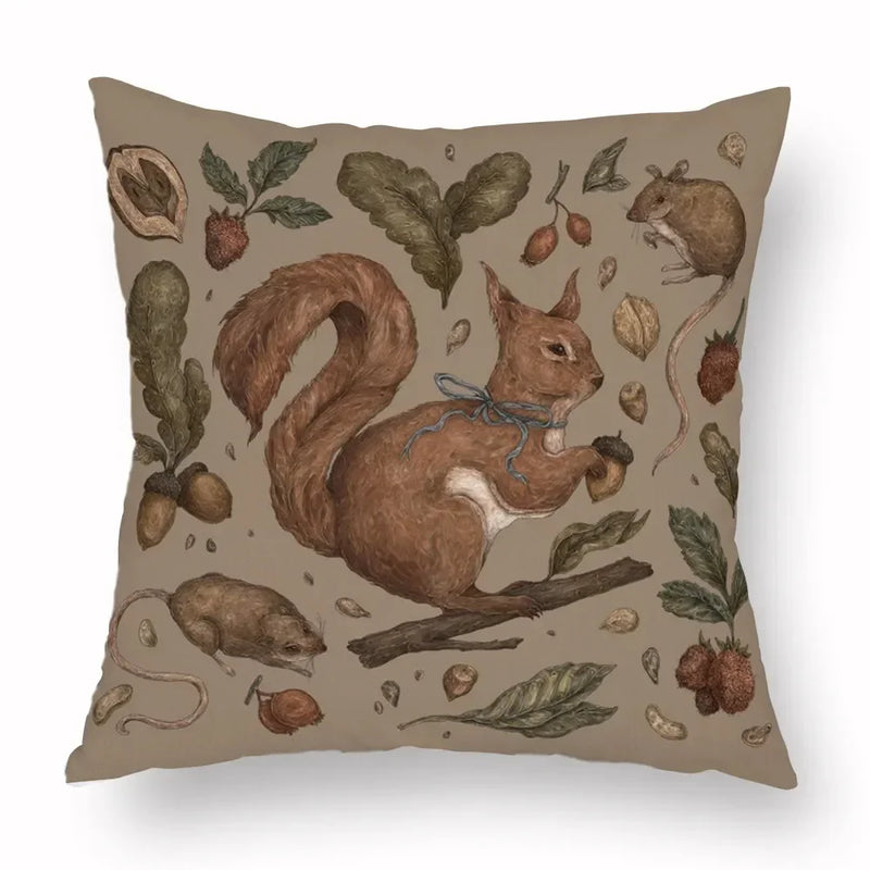 Axyaa Retro Flower Fox Pillowcase in Peach Skin Velvet.