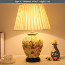 Axyaa Ceramic Flower Bird Table Lamp with Fabric Lampshade - LED Floor Light for Living Room and Bedroom