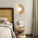 Axyaa Natural Stone Semicircle Wall Lamp with Glass Ball Lampshade