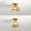 Axyaa Modern Amber Glass LED Ceiling Lights with Copper Socket for Home Decoration