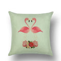 Axyaa Flamingo Print Linen Pillowcase 45*45cm