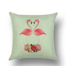 Axyaa Flamingo Print Linen Pillowcase 45*45cm