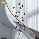 Axyaa Industrial Spiral Staircase Chandelier Pendant Light for Loft Duplex Double-Height Ceiling