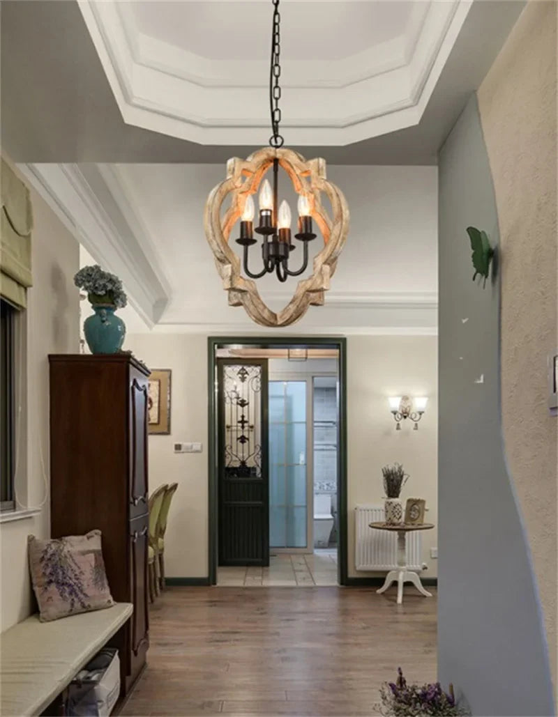Axyaa Rustic Wood Chandelier for Kitchen Dining Bedroom