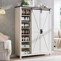 Axyaa Sliding Door Shoe Storage Cabinet, 7-Tier Farmhouse Organizer