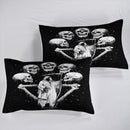 Axyaa King Skull Bedding Set - 3 Piece Skeleton Theme Duvet Cover with Pillowcases