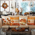 Autumn Velvet Pillow Covers, Maple Leaf & Floral Pumpkin Designs for Fall Decor - Axyaa