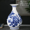 Axyaa Peony Decorated Blue & White Porcelain Vase - High-Quality Fine Bone