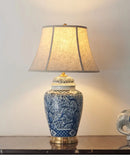 Axyaa Blue and White Porcelain Neoclassical Table Lamp