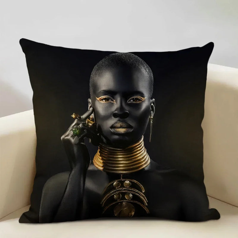 Axyaa African Lady Cushion Cover Pillow Case Sofa Decoration Linen Pillowcase