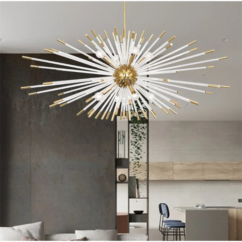 Axyaa Crystal Dandelion Ceiling Chandelier: Luxury LED Hanging Lamp for Living Room & Restaurant