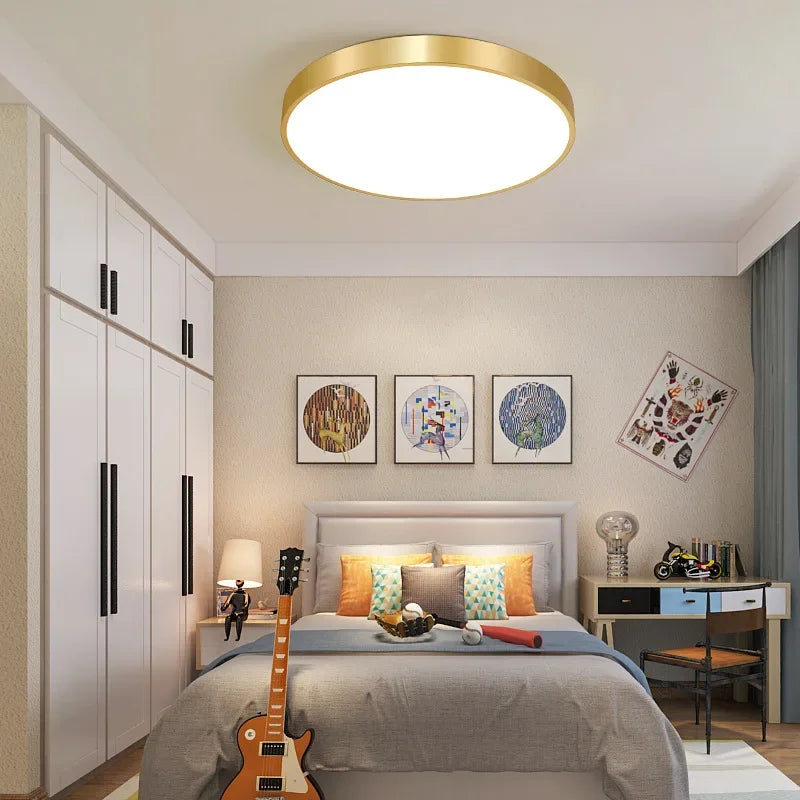 Axya Modern Gold Circular Ceiling Light for Interior Decor Lighting Fixtures